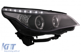 Angel Eyes Headlights suitable for BMW 5 Series E60 E61 (2004-2007) DAYLINE LED Black-image-6089578