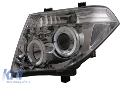 Angel Eyes Headlights suitable for Nissan Navara D40 (2004-2009) Pathfinder R51 (2005-2008) Chrome-image-6084151