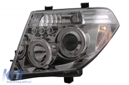 Angel Eyes Headlights suitable for Nissan Navara D40 (2004-2009) Pathfinder R51 (2005-2008) Chrome-image-6084153