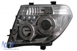 Angel Eyes Headlights suitable for Nissan Navara D40 (2004-2009) Pathfinder R51 (2005-2008) Chrome-image-6084156