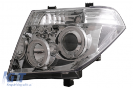 Angel Eyes Headlights suitable for Nissan Navara D40 (2004-2009) Pathfinder R51 (2005-2008) Chrome-image-6084159