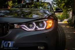 Angel Eyes LED DRL Фарове DRL подходящи за BMW 3 Series F30 F31 Sedan Touring (10.2011-05.2015) Черен-image-6094070