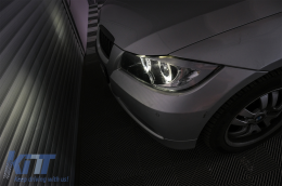 Angel Eyes LED Phares pour BMW Série 3 E90 E91 05-08 Limousine Touring Noir-image-6085090