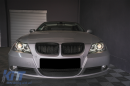 Angel Eyes LED Phares pour BMW Série 3 E90 E91 05-08 Limousine Touring Noir-image-6085103