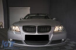 Angel Eyes LED Phares pour BMW Série 3 E90 E91 05-08 Limousine Touring Noir-image-6085104