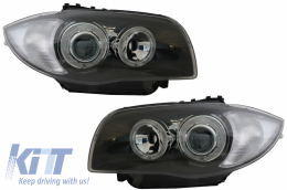 Фарове Angel Eyes подходящи за BMW 1 Series E81 E82 E87 E88 (2004-2011) 2 Halo Джанти Черен-image-6060720