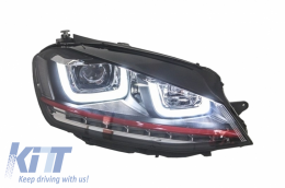 Assembly Headlights 3D LED FLOWING Dynamic Sequential Turn Light DRL with Grille suitable for VW Golf 7 VII (2012-2017) RED R20 GTI Look-image-6048406