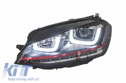 Assembly Headlights 3D LED FLOWING Dynamic Sequential Turn Light DRL with Grille suitable for VW Golf 7 VII (2012-2017) RED R20 GTI Look-image-6048407