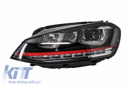 Assembly Headlights 3D LED FLOWING Dynamic Sequential Turn Light RHD with Grille suitable for VW Golf 7 VII (2012-2017) RED R20 GTI Look-image-6048422