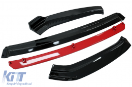 Avant Lèvre Extension Spoiler pour VW Golf 7.5 Facelift 2017-2020 Noir brillant & rouge-image-6071956