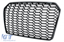 Badgeless Central Grille suitable for Audi A6 C7 4G Facelift (2014-2018) Shiny Black-image-6109316