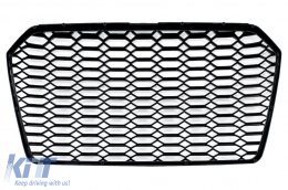 Badgeless Central Grille suitable for Audi A6 C7 4G Facelift (2014-2018) Shiny Black-image-6109318