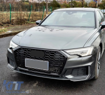 Badgeless Central Grille suitable for Audi A6 C8 4K (2018-up) RS6 Design Piano Black-image-6069213