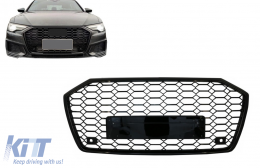 Badgeless Central Grille suitable for Audi A6 C8 4K (2018-up) RS6 Design Piano Black-image-6077725