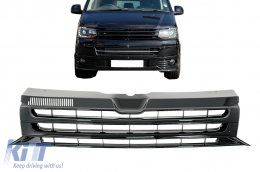 Badgeless Debadged Grille Calandre pour VW T5.1 Facelift Transporter 10-15 Noir-image-6050915