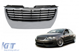 Badgeless Front Central Grille suitable for VW Passat B6 3C (2005-2010) Chrome-image-6095910