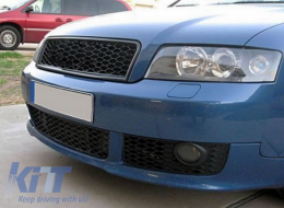 Badgeless Front Grille suitable for Audi A4 B6 Sedan Avant 8E 8H (2001-2004) RS Design Matte Black-image-6038792