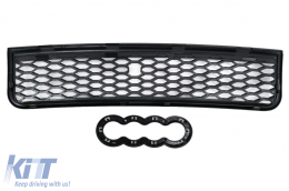 Badgeless Front Grille suitable for Audi A4 B6 Sedan Avant 8E 8H (2001-2004) RS Design Matte Black-image-6094766