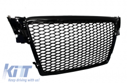 Badgeless Front Grille suitable for Audi A4 B8 (2007-2012) RS Design Piano Black-image-6009769