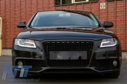 Badgeless Front Grille suitable for Audi A4 B8 (2007-2012) RS Design Piano Black-image-6064028