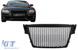 Badgeless Front Grille Suitable for Audi A4 B8 (2008-2011) RS4 Design Matt Black-image-6075353