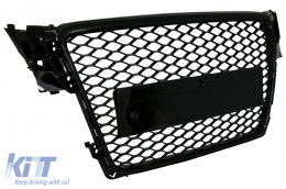 Badgeless Front Grille suitable for Audi A4 B8 (2007-2012) RS Design Piano Black-image-6075307