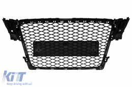 Badgeless Front Grille suitable for Audi A4 B8 (2007-2012) RS Design Piano Black-image-6075309