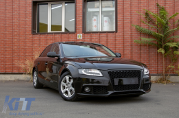 Badgeless Front Grille suitable for Audi A4 B8 (2007-2012) RS Design Piano Black-image-6075331