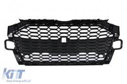 Badgeless Front Grille suitable for Audi A4 B9 8W 2nd Facelift (2020-Up) Sedan Avant RS Design Piano Black-image-6104892