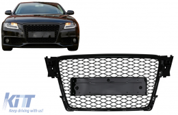 Badgeless Frontgrill für Audi A4 B8 2007-2012 RS Look Glänzend schwarz-image-6075357