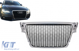 Badgeless Grille geeignet für AUDI A4 B8 07-12 Limo Avant RS Design Silber-image-6072819