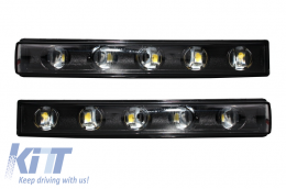 Black Headlights Covers with LED DRL Black Daytime Running Lights suitable for Mercedes G-Class W463 (1989-2012) G65 Design-image-6019504