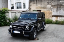 Black Headlights Covers with LED DRL Black Daytime Running Lights suitable for Mercedes G-Class W463 (1989-2012) G65 Design-image-6020245