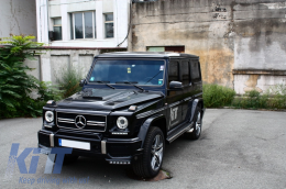 Black Headlights Covers with LED DRL Chrome Daytime Running Lights suitable for Mercedes G-Class W463 (1989-up) G65 Design Black-image-6019562