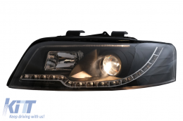 Black Tube Light Headlights suitable for Audi A4 B6 (2000-2004)-image-6105851