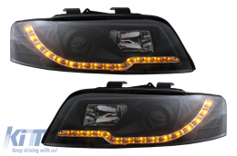 Black Tube Light Headlights suitable for Audi A4 B6 (2000-2004)-image-6105855