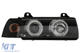 Фарове подходящи за BMW E36 (1990-1999) Angel Eyes Черен-image-6074218