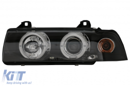 Фарове подходящи за BMW E36 (1990-1999) Angel Eyes Черен-image-6074219