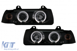 Фарове подходящи за BMW E36 (1990-1999) Angel Eyes Черен-image-6074222