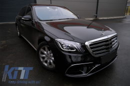 
Body kit lökhárítóval, Mercedes W222 S-osztály 13-17 modellekhez, Facelift hűtőrács küszöb spoiler, hosszú tengelytávhoz-image-6033994