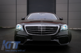 
Body kit lökhárítóval, Mercedes W222 S-osztály 13-17 modellekhez, Facelift hűtőrács küszöb spoiler, hosszú tengelytávhoz-image-6056621