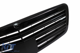 Body Kit LWB suitable for Mercedes S-Class W221 (2005-2011) with Central Grille Piano Black and Exhaust Muffler Tips Tail Pipes-image-6030250