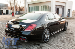 Body kit MERCEDES W222 S-Class (2013-06.2017) hosszú verzió modellekhez, kipufogóvéggel, S65 dizájn, króm-image-6023120