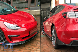 Body Kit per Tesla Model 3 17+ Labbro paraurti anteriore Diffusore Gonne Laterali Carbonio Look-image-6085787