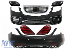 Body Kit suitable for Mercedes S-Class W222 Facelift (2013-06.2017) S63 Look with LED Lights - COCBMBW222AMGS63FTLHL