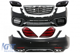 Body Kit suitable for Mercedes S-Class W222 Facelift (2013-06.2017) S63 Design with LED Lights - COCBMBW222AMGS63FFGHL