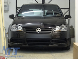 Body Kit suitable for VW Golf 5 (2005-2007) R32 Design Exhaust System Front Bumper Piano Black-image-6031096