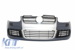 Body Kit suitable for VW Golf 5 V (2003-2007) R32 Brushed Aluminium Look Grille With Complete Exhaust System-image-6032693