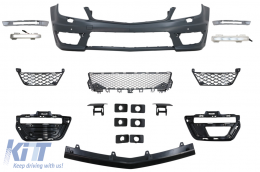 Body Kit with Front Grille Piano Black suitable for Mercedes C-Class W204 (2007-2014) Facelift C63 GT-R Panamericana Design-image-6075837