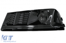 Bumper Lower Grille ACC Covers Side Grilles suitable for Audi A4 B9 Sedan Avant (2016-2018) RS4 Design Black Edition-image-6067963